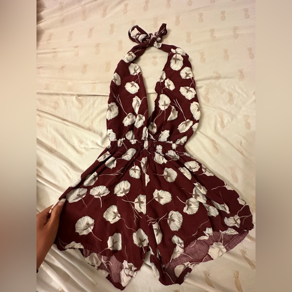 Halter open back romper OS
